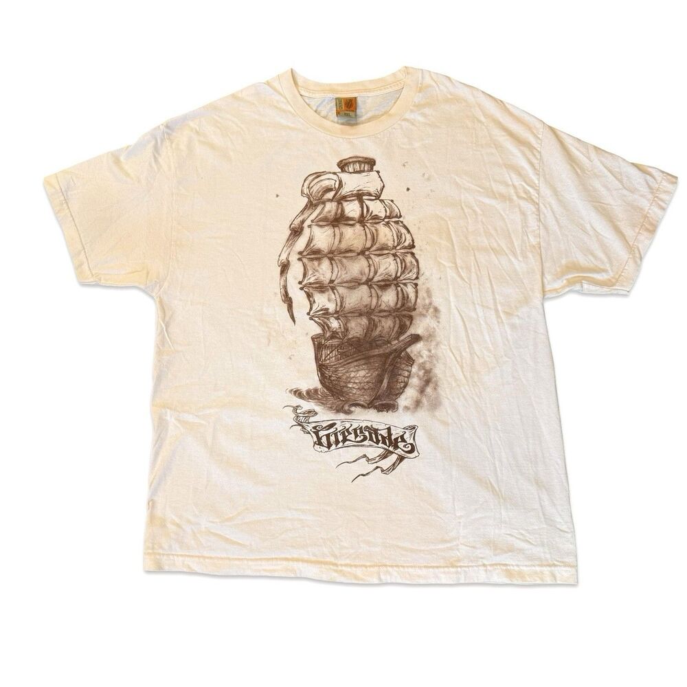 Vintage 2007 Grenade Gloves Danny Kass Snowboard Beige Boat XXL T-shirt RARE